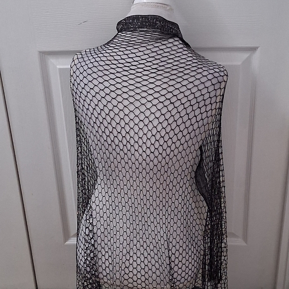 Black Fishnet Scarf With Fringe - Picture 3 of 5